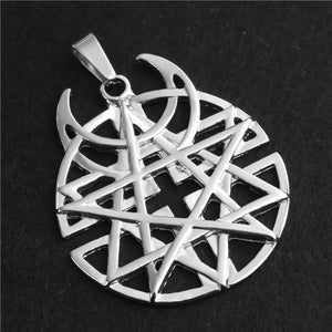 GUNGNEER Star Moon Wicca Pagan Pentagram Pentacle Pendant Necklace Celtic Ring Jewelry Set