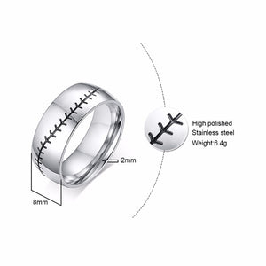 GUNGNEER Stainless Steel Baseball Ring Many Sizes Sports Jewelry Accessory For Men