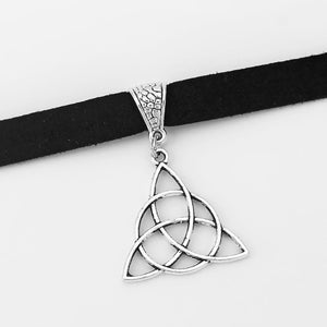 GUNGNEER Celtic Triquetra Knot Charm Choker Leather Infinity Bracelet Jewelry Set Men Women