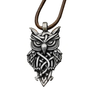 GUNGNEER Vintage Celtic Trinity Knot Owl Stainless Steel Amulet Pendant Necklace Jewelry