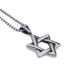 Load image into Gallery viewer, GUNGNEER Stainless Steel Men&#39;s David Star Pendant Necklace Jewish Occult Jewelry Gift