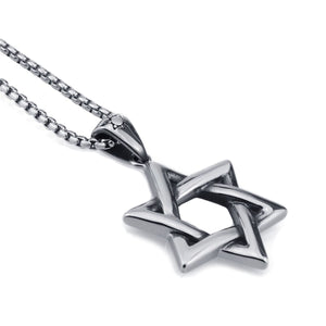 GUNGNEER Stainless Steel Men's David Star Pendant Necklace Jewish Occult Jewelry Gift