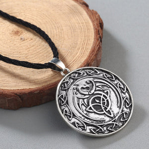 GUNGNEER Celtic Viking Runes Dragon Trinity Pendant Necklace Stainless Steel Jewelry
