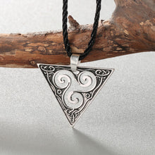 Load image into Gallery viewer, GUNGNEER Celtic Triskele Trinity Geometric Pendant Necklace Stainless Steel Braided Chain