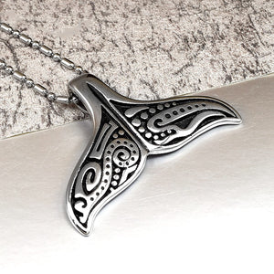GUNGNEER Hawaiian Whale Tail Necklace Curb Chain Bracelet Carved Best Protection Jewelry Set