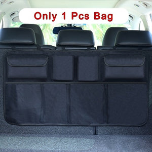 2TRIDENTS Back Seat Car Storage Mesh Hanging Net Multi Pocket Storage for Accessories Supplies Travel Friendly (A Black)
