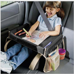 2TRIDENTS Car Seat Travel Tray Safety Seat Travel Storage Pocket Activities for Kid (Black)