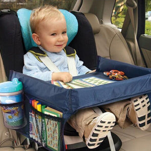 2TRIDENTS Car Seat Travel Tray Safety Seat Travel Storage Pocket Activities for Kid (Black)