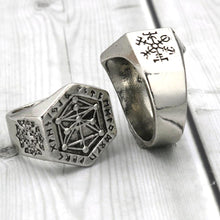 Load image into Gallery viewer, GUNGNEER Stainless Steel Kabbalah Tree Life Ring Jewish Star Jewelry Accessory For Men