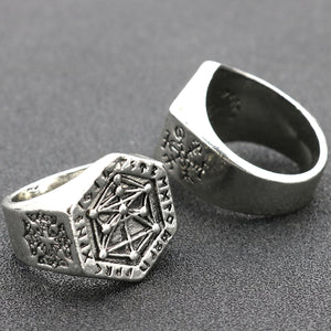 GUNGNEER Stainless Steel Kabbalah Tree Life Ring Jewish Star Jewelry Accessory For Men