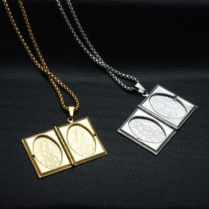 GUNGNEER Stainless Steel Mary Virgin Catholic Necklace Open Design Jewelry Accessories Men Women