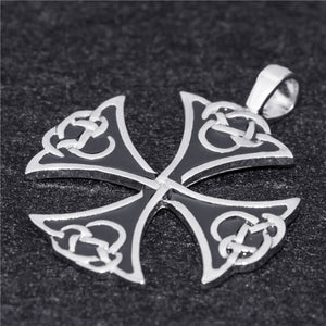 GUNGNEER Celtic Knot Iron Cross Pendant Necklace Stainless Steel Jewelry for Men Women