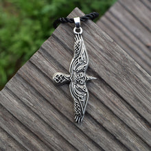 Load image into Gallery viewer, GUNGNEER Celtic Trinity Viking Eaglel Pendant Necklace with Croaching Tiger Hairpin Jewelry Set