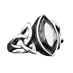GUNGNEER Celtic Knots Red Stone Biker Punk Stainless Steel Ring Infinity Earrings Jewelry Set
