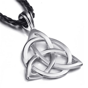 GUNGNEER Celtic Irish Triquetra Pendant Necklace Stainless Steel Jewelry Accessories Men Women