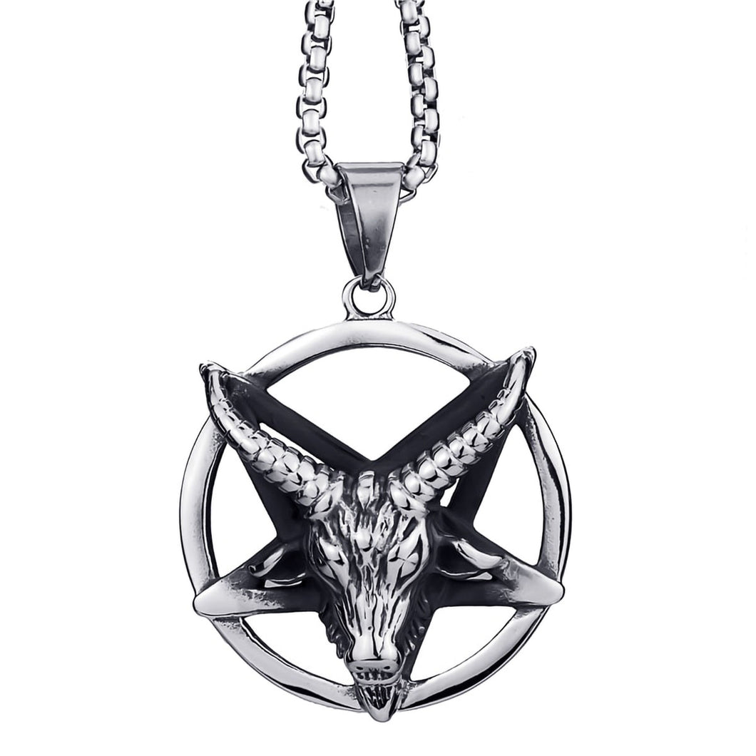 GUNGNEER Men's Baphomet Necklace Goat Head Satan Jewelry Accessories Outfit Gift