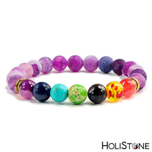 Load image into Gallery viewer, HoliStone 7 Chakra &amp; Lava Stone Beaded Charm Bracelet for Women and Men ? Anxiety Stress Diffuser Balance with Reiki Healing