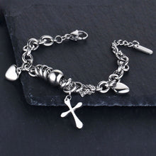 Load image into Gallery viewer, GUNGNEER Stainless Steel Cross Bracelet Christian Jewelry Gift Accessory For Girl Women