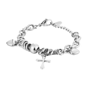 GUNGNEER Stainless Steel Cross Bracelet Christian Jewelry Gift Accessory For Girl Women