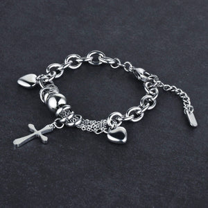 GUNGNEER Stainless Steel Cross Bracelet Christian Jewelry Gift Accessory For Girl Women