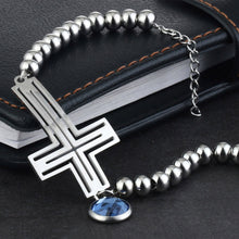 Load image into Gallery viewer, GUNGNEER Cross Bead Bracelet Stainless Steel Christ Jewelry Accessory Gift For Women