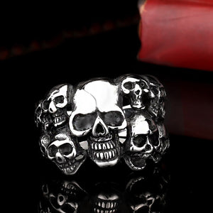 GUNGNEER Stainless Steel Skull Ring Jewelry Gothic Punk Jewlery Acccessories Men Women