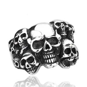 GUNGNEER Stainless Steel Skull Ring Jewelry Gothic Punk Jewlery Acccessories Men Women