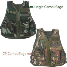 Load image into Gallery viewer, 2TRIDENTS Camo Combat Vest for Kids Children Hunting Vest for Outdoor Activities Game Field Combat Training Protective Shield (CP Camouflage, Large)