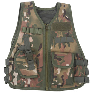 2TRIDENTS Camo Combat Vest for Kids Children Hunting Vest for Outdoor Activities Game Field Combat Training Protective Shield (CP Camouflage, Large)