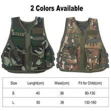 Load image into Gallery viewer, 2TRIDENTS Camo Combat Vest for Kids Children Hunting Vest for Outdoor Activities Game Field Combat Training Protective Shield (CP Camouflage, Large)