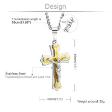 Load image into Gallery viewer, GUNGNEER Stainless Steel Cross Christ Necklace Jesus Pendant Jewelry Accessory For Men Women