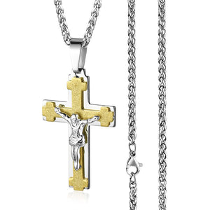 GUNGNEER God Cross Necklace Jesus Pendant Chain Jewelry Accessory Gift For Men Women