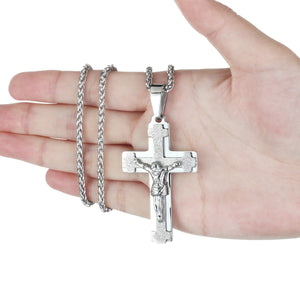 GUNGNEER God Cross Necklace Jesus Pendant Chain Jewelry Accessory Gift For Men Women