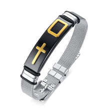 Load image into Gallery viewer, GUNGNEER Stainless Steel God Bracelet For Men With Cross Christian Jewelry Accessory Gift