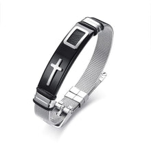 Load image into Gallery viewer, GUNGNEER Stainless Steel God Bracelet For Men With Cross Christian Jewelry Accessory Gift