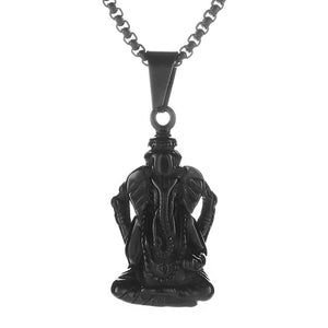 GUNGNEER Ganesh Ganesha Om Pendant Necklace Stainless Steel Hindu Jewelry For Men Women