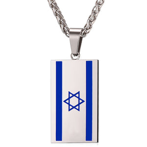 GUNGNEER Stainless Steel Israel Flag David Star Necklace Jewish Jewelry Accessory For Men