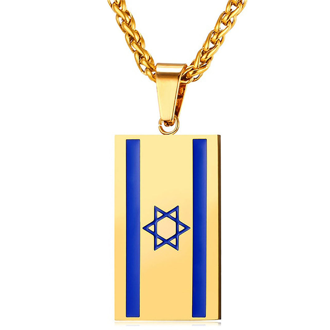 GUNGNEER Stainless Steel Israel Flag David Star Necklace Jewish Jewelry Accessory For Men