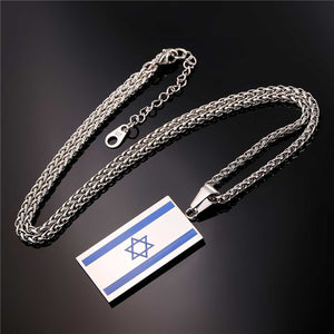 GUNGNEER Stainless Steel Israel Flag David Star Necklace Jewish Jewelry Accessory For Men