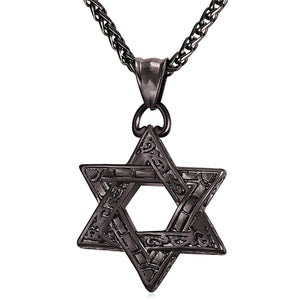 GUNGNEER Stainless Steel Jewish David Star Necklace Occult Jewelry Accessory Gift For Men
