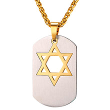 Load image into Gallery viewer, GUNGNEER Stainless Steel David Star Necklace Dog Tag Jewish Star Pendant Jewelry For Men
