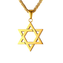 Load image into Gallery viewer, GUNGNEER Stainless Steel Star of David Magen Necklace Jewish Jewelry Gift For Men Women