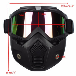 2TRIDENTS Helmet Face With Shield Goggles - Colorful Lens Motorcycle Bike Detachable Modular - Safety Helmet and Hearing Protection System (Clear Lens)