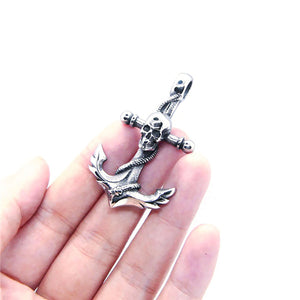 GUNGNEER Navy Anchor Skull Necklace Nautical Pendant Military Jewelry Accessory For Men