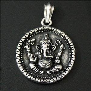 GUNGNEER Lord Ganesha Om Pendant Stainless Steel Indian Hindu Jewelry For Men Women