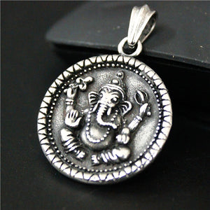 GUNGNEER Lord Ganesha Om Pendant Stainless Steel Indian Hindu Jewelry For Men Women