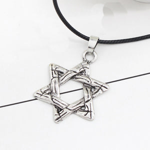 GUNGNEER Large David Star Necklace Jewish Occult Star Pendant Jewelry Accessory For Men