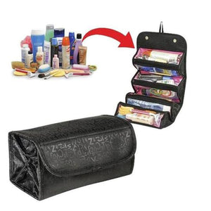 2TRIDENTS Roll Up Makeup Bag 8.66 x 7.87 x 3.15inches Cosmetic Zipped Tool Fashion For Female (Red)