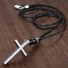 Load image into Gallery viewer, GUNGNEER Cross Pendant Leather Necklace Christ God Chain Jewelry Accessory For Men Women