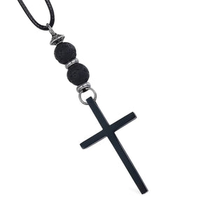 GUNGNEER Cross Pendant Leather Necklace Christ God Chain Jewelry Accessory For Men Women
